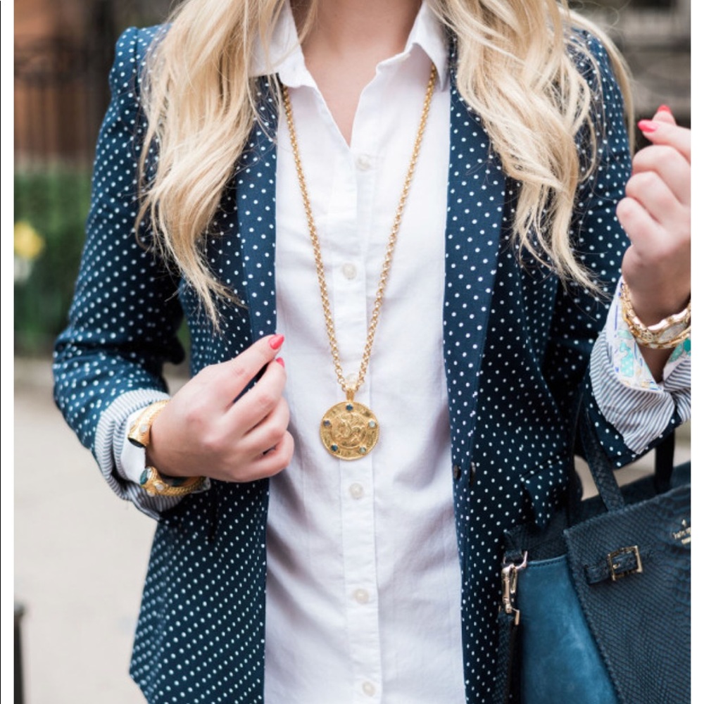 JCrew Regent Blazer - Navy Polka Dot